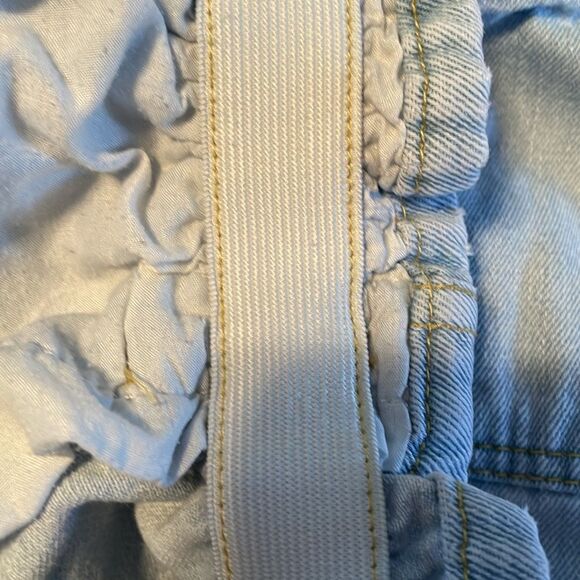 Plaid & Plain ruffle top denim jean shorts light wash size L - Picture 12 of 12